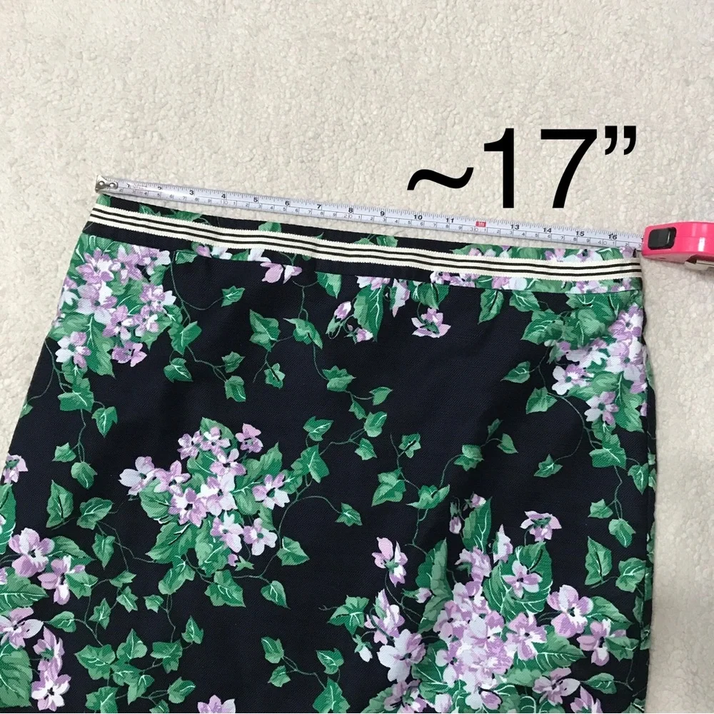 Talbots Navy Pencil Skirt with Green and Lilac Floral Print - Picture 7 of 15